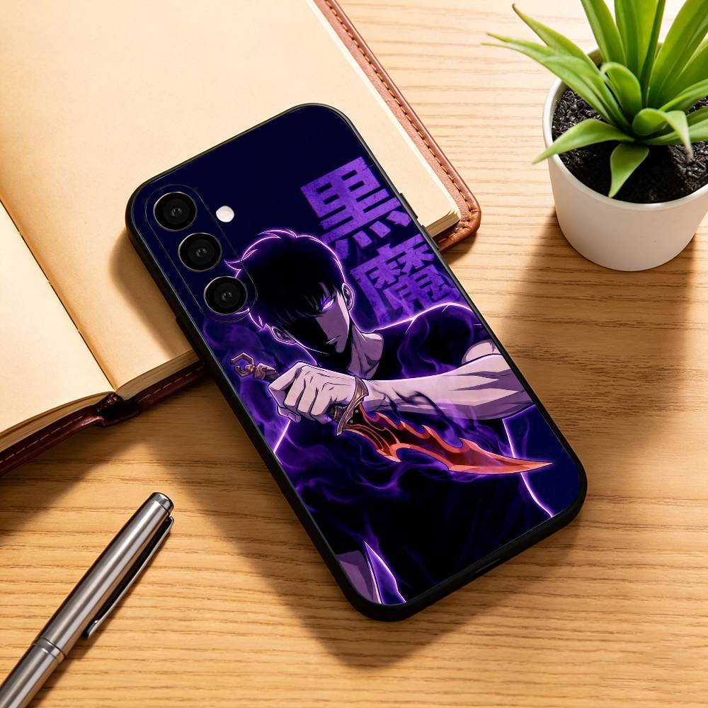 

A-Anime S-Solo L-Leveling Phone Case Black Silicone Soft For Samsung Galaxy A73,A72,A71,A70,A53,A52,A51 Samsung a50 30s 50s