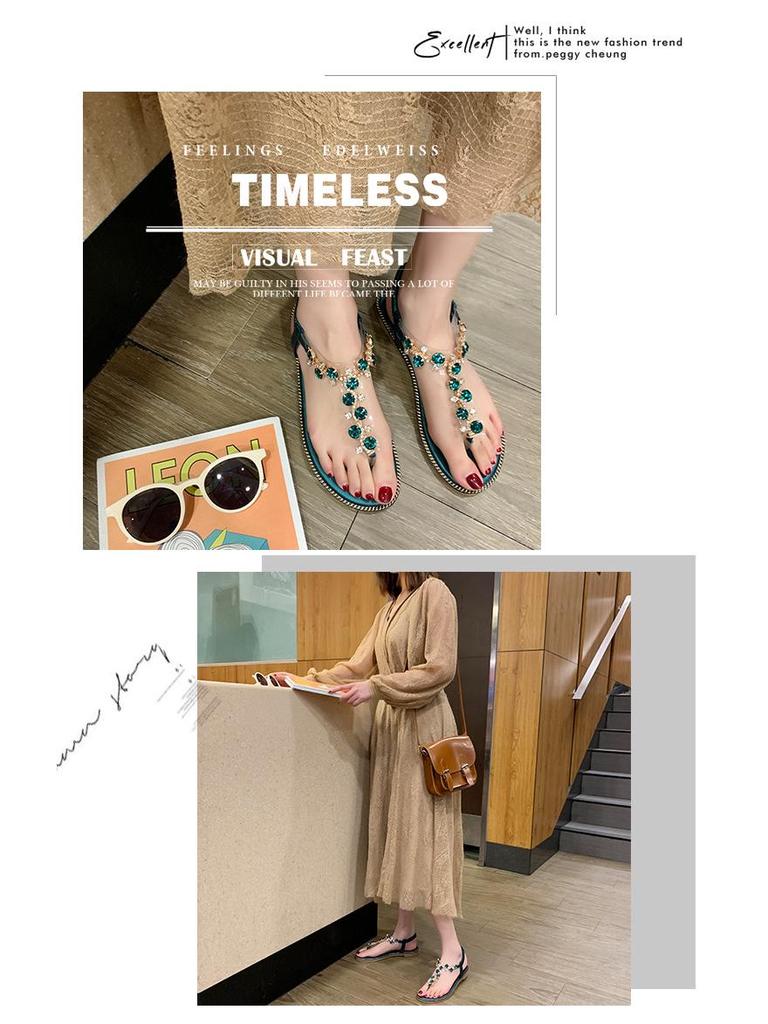 2019 Böhmische Strass Clip-Zehen Flache Damen Sandalen