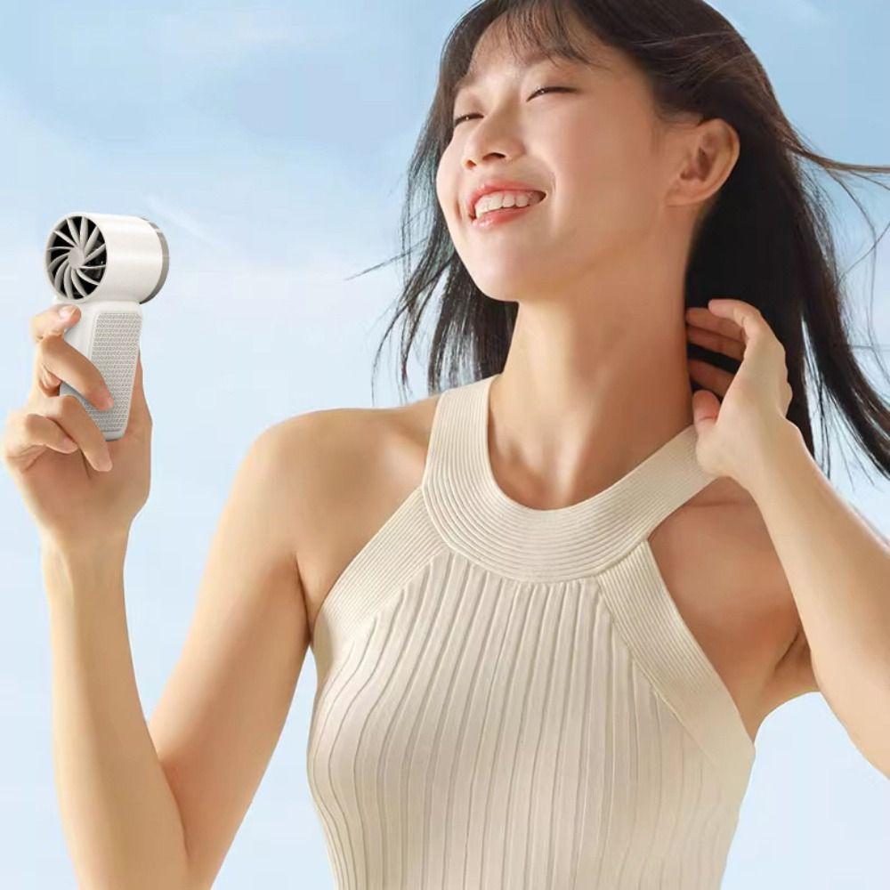 LED Display Handheld Turbo Fan 6 Gear Wind USB Rechargeable Fan Powerful Pocket Fan  Home