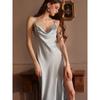 Good Morning with You: Suspenders Ice Silk Nightdress Long Side Slit Pure Desire Sexy Pajamas Long Dress Women Can Wear When Going out