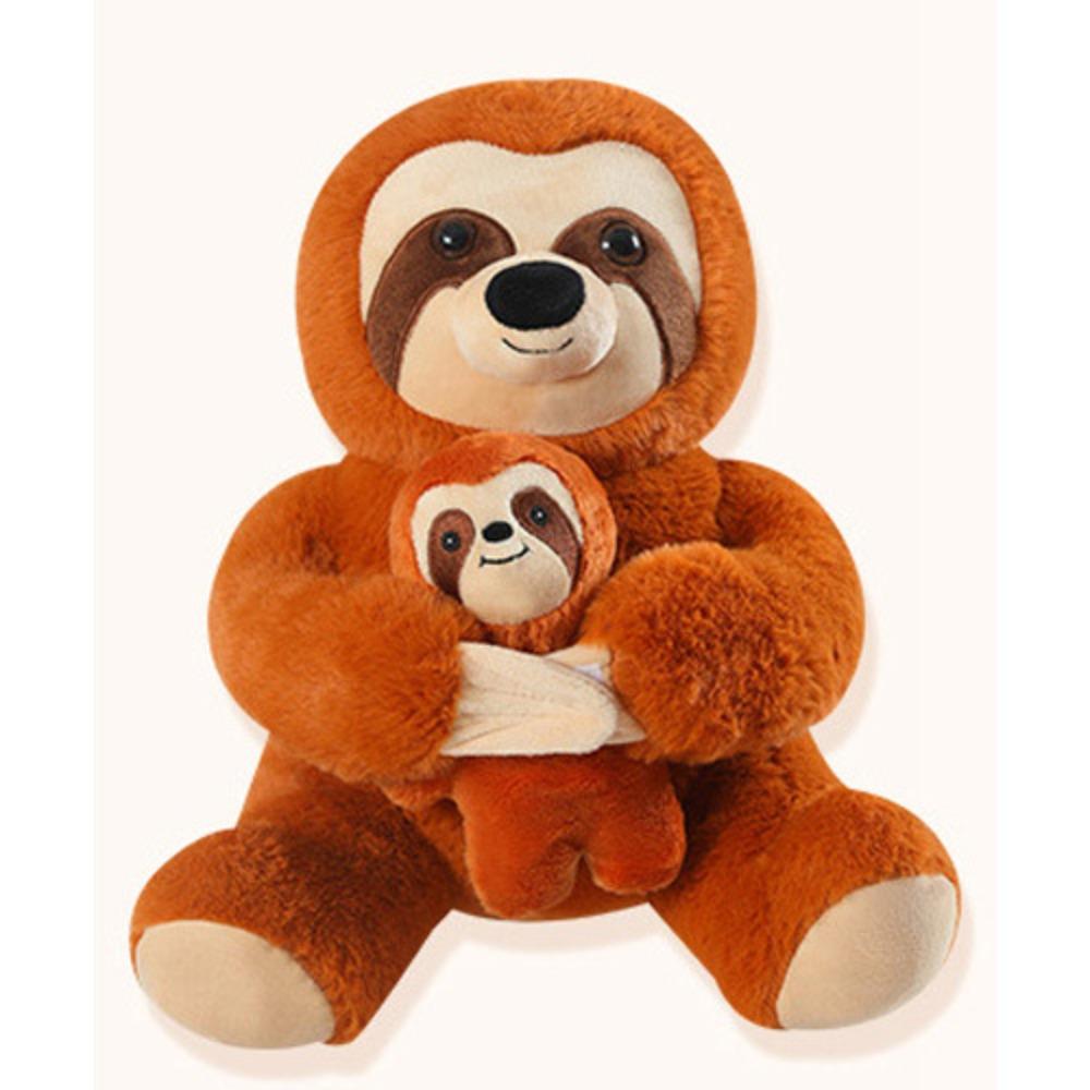 Simulation Mother and Child Sloth Doll Plush Toy Zoo Sloth Doll Child Companionship Soothing Rag Doll