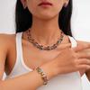 European and American Diamond Dripping Geometric Square Splicing Colored Sweater Chain Retro Court Style Niche Necklace