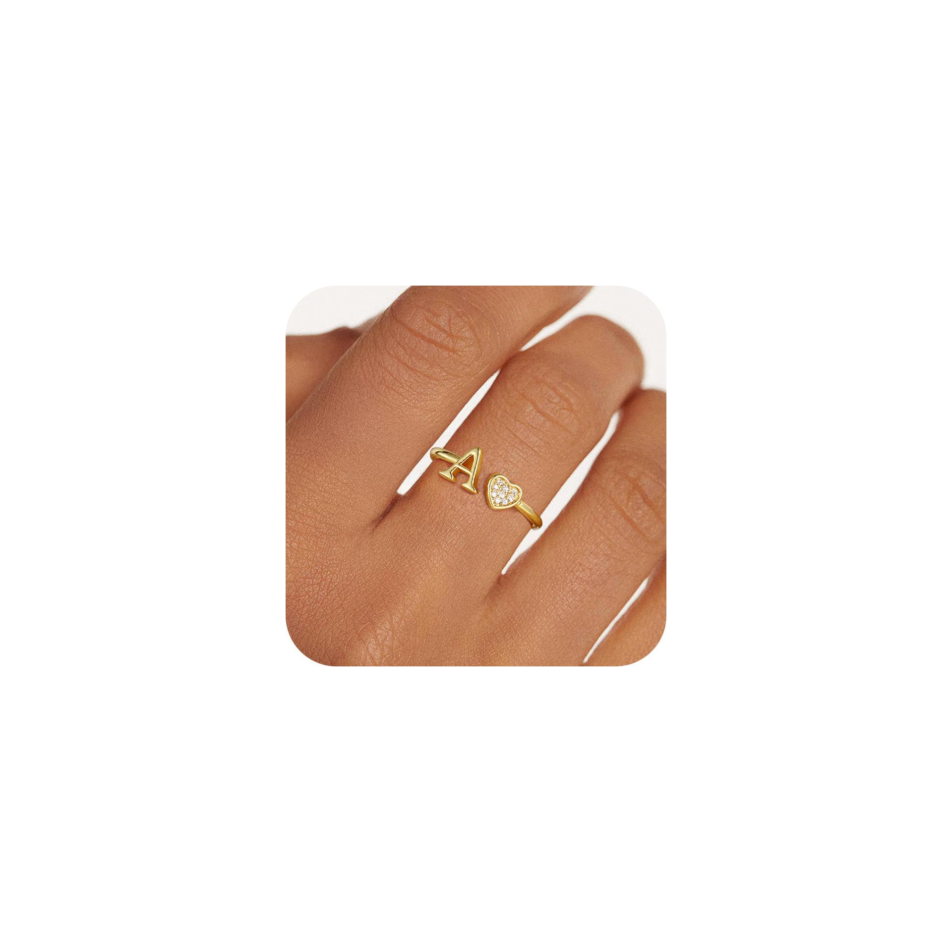 Women s 26-letter Heart-shaped Ring with Zircon Setting A80012 A80012-A