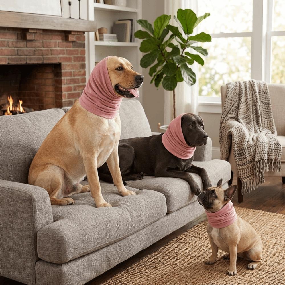 Faux Animal Fur Pet Calming Snood Elastic Plush Pet Warm Scarf Dog Ear Cover  Winter Warm Keeping