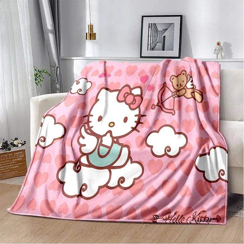 HelloKitty Cartoon Anime Kawaii Blanket for Kids Super Soft Cute Blanket for Travel Bedding Couch Sofa Bed Blanket Birthday Gift