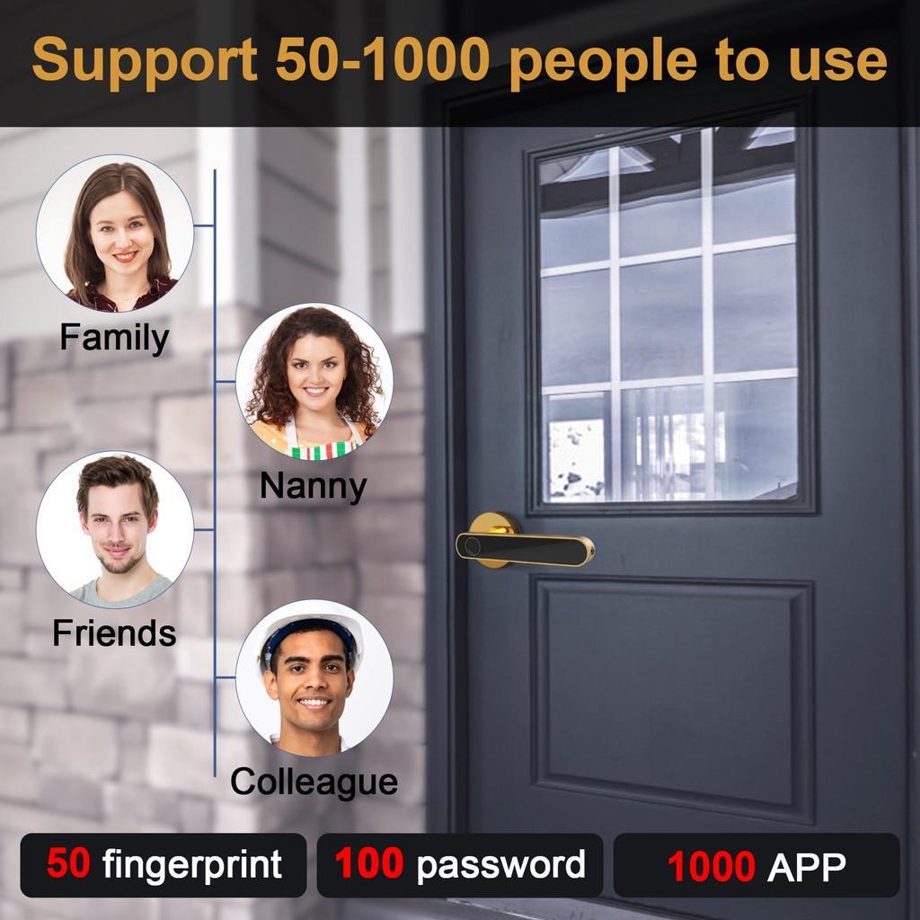 6 In 1 Tuya Smart Door Lock Remote Unlock Fingerprint Handle Lock HDB Password Door Lock Smart Door Knob Lock Apartment