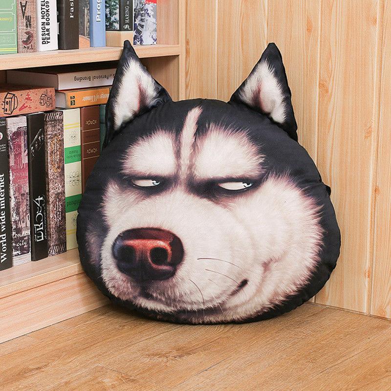 38CM Funny Husky Throw Pillow Plush Toy 3D Cute Dog Head Chair Cushion Doll To Friends Birthday Christmas Gift
