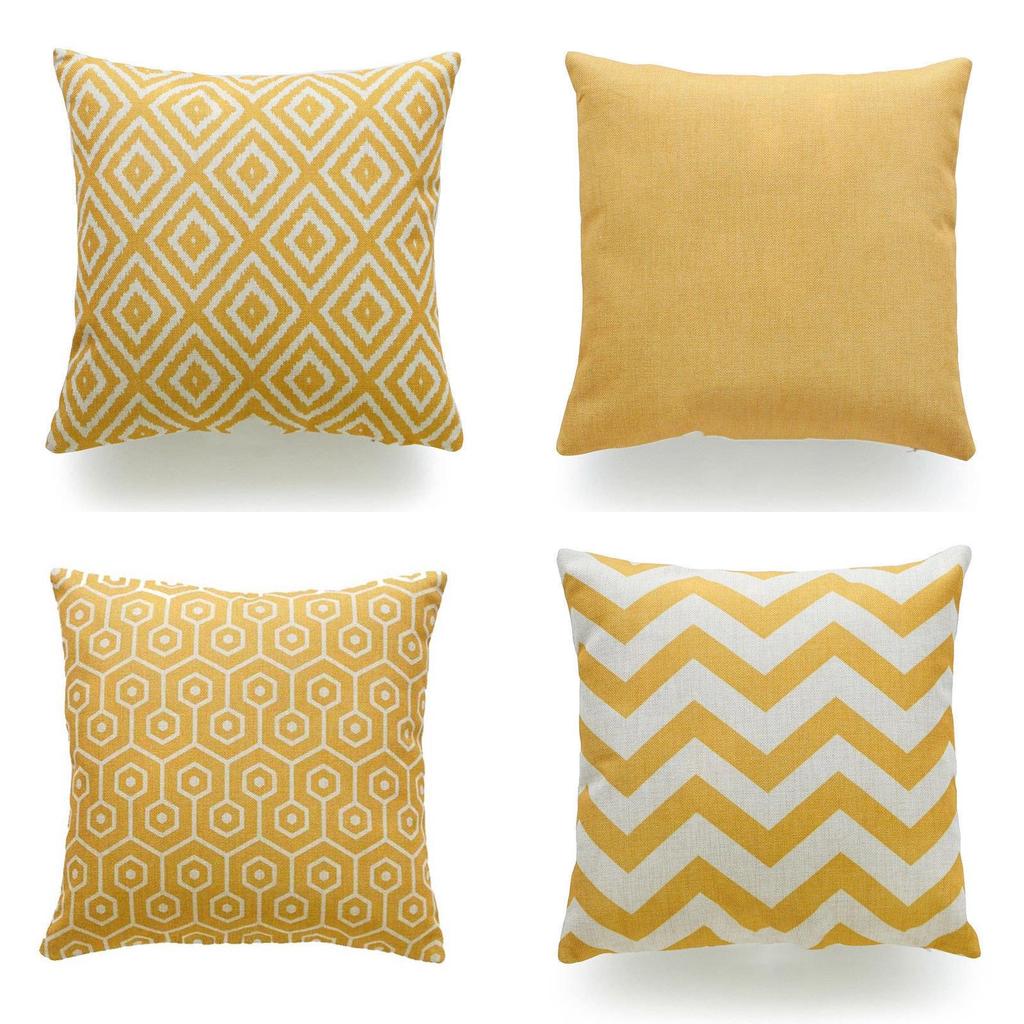 Premium Quality Mustard Yellow Geometric Cushion Cover For Seasonal Charm