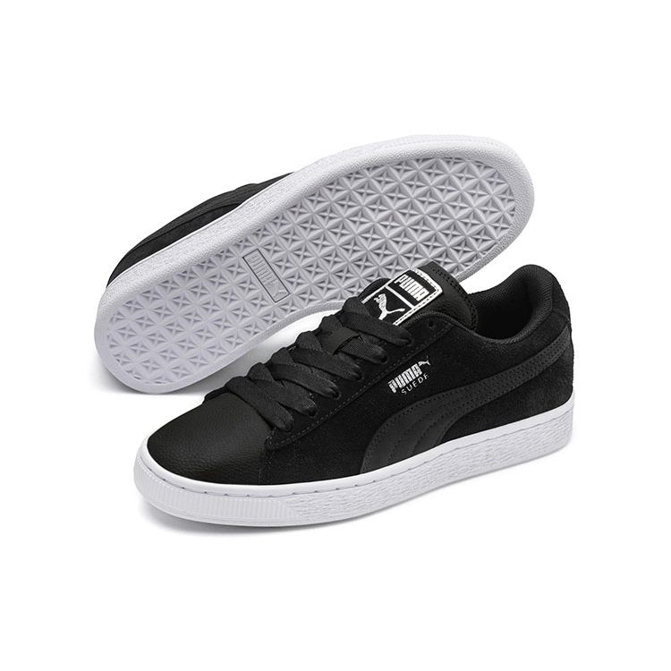 Puma Suede Shimmer Mesh Lightweight Low-Top Sneakers Women Sneakers Black Gray 369597-02