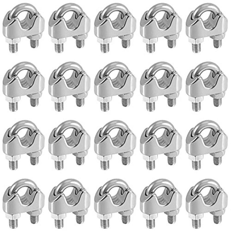 ABWR-3/8 Inch Wire Rope Clamp Heavy Duty Wire Rope Clamp Wire Rope Clip M10 Stainless Steel,20 PCS
