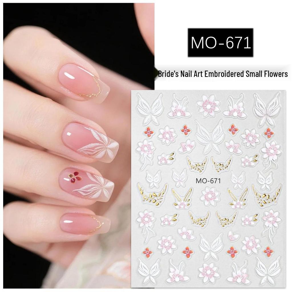 3D-geprägte Blumen- und Schmetterlings-Nagelsticker - DIY Trendige Nail Art Decals