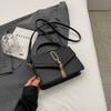 Monochromatic shoulder bag with tassel simple Western style square bag portable bag small bag