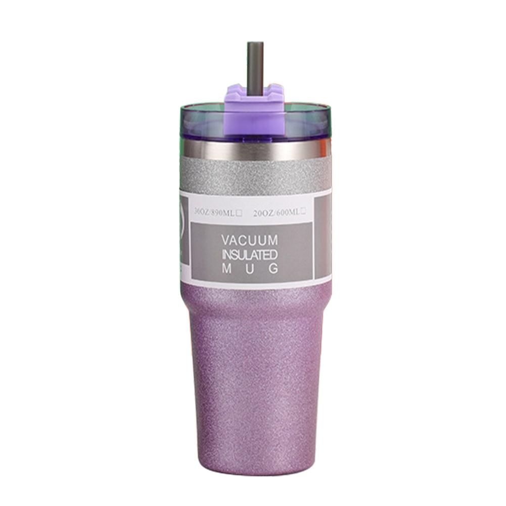 20/30oz Vacuum Insulated Cup with Straw Double-Layer Insulated Cup Stainless Steel Coffee Car Cup Cold Hot Mugs Vacuum Flask