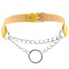 Women Men Punk Chain Choker Necklace O Round Circle Faux Leather Collar Jewelry