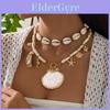 Collier Bohème Double Couche Coquillage Avec Charme Étoile de Mer et Effet Perle Pour Femmes