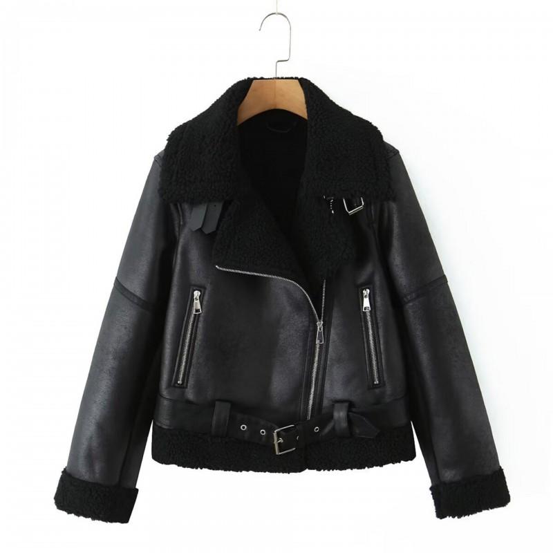 Womens Thick Winter Faux Leather Jacket
