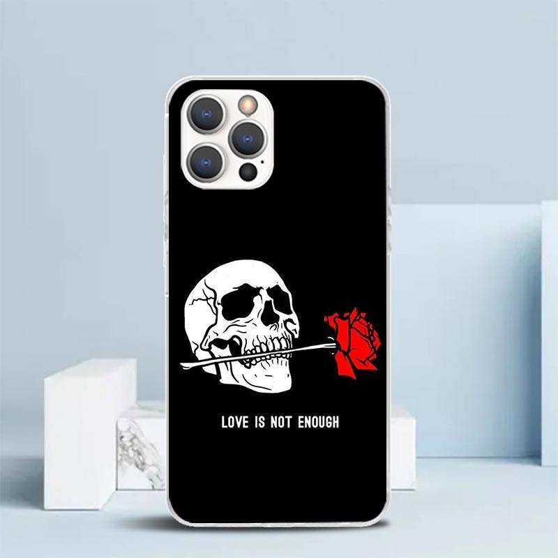Human Skeleton Red Rose Phone Case For IPhone 16 17 Air 16E 15 14 Plus 13 Mini 12 11 Pro Max 7 8 + SE 2020 Soft TPU Back Cover 1