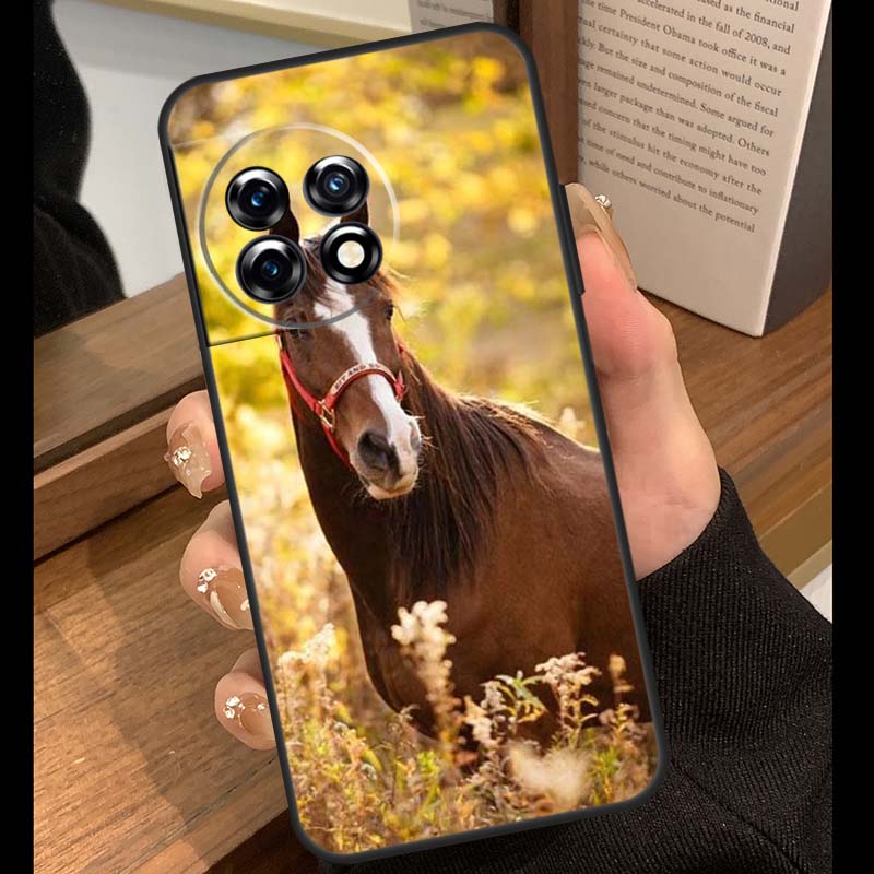 Beautiful Elegant Brown Horses Case For OnePlus 13T 10T 15R 10R 12R 13R 13 12 11 9 10 Pro Nord CE 5 2 3 4 Lite N20 N30 Cover