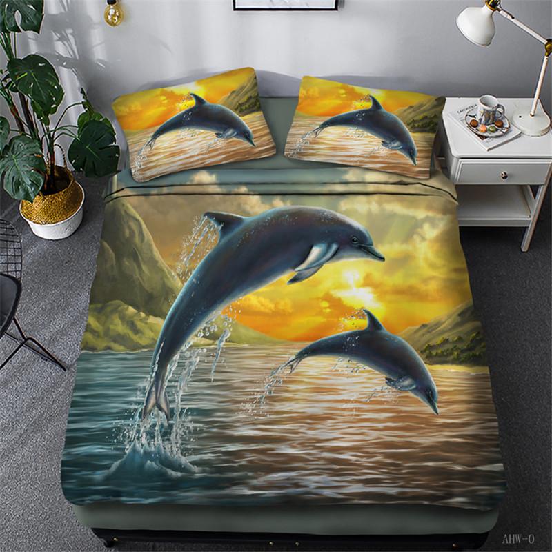 Dolphin 3D Duvet Cover Set  King Queen Double Twin Single Size Bed Linen Set