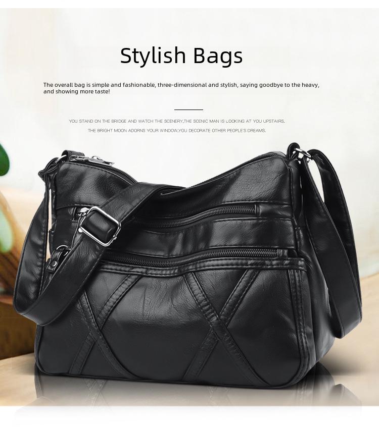 2021 Women's Soft Leather Shoulder & Messenger Bag for Middle-aged & Elderly with Large Capacity