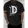 European Size Men'S T-Shirts Featuring a Black And White Abstract Design of The Letter D, Graphic Tees for Men