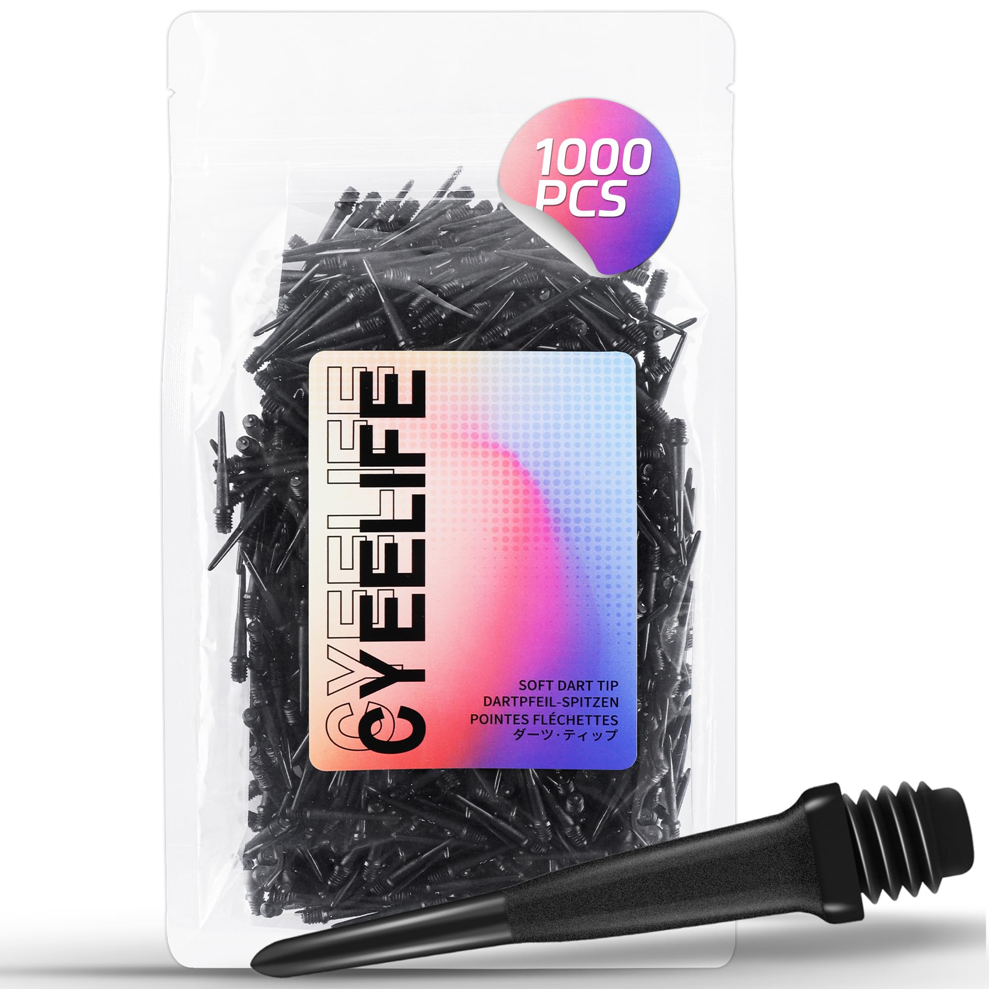 

Наконечники для дротиков CyeeLife, пластиковые, 1000 штук, высококачественные наконечники для софт-дартс, I 2 BA Line I Darts, прочные сменные наконечники для софт-дартс, черные