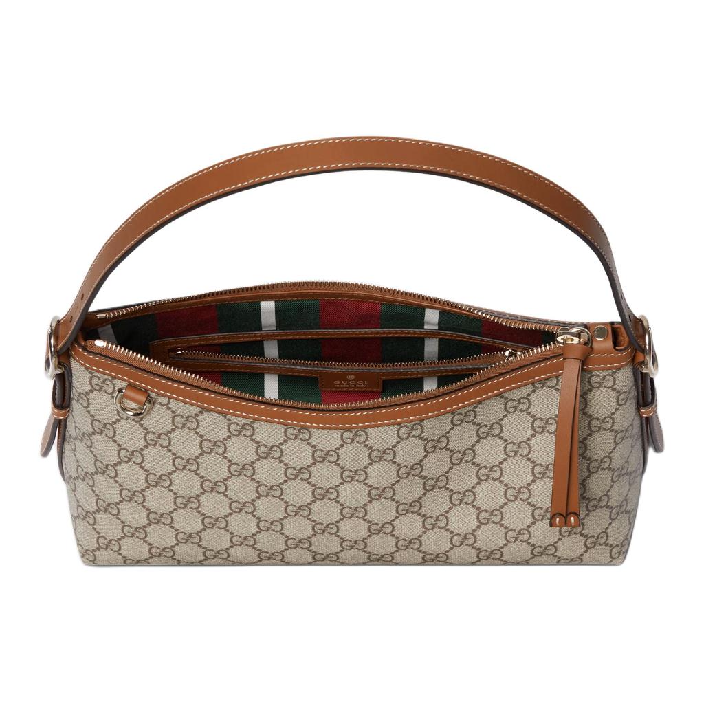 Gucci GG Emblem Light Gold Tone Coated Fabric Medium Shoulder Bag Women Shoulder Bag Beige 847449-FAD6L-9758