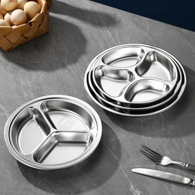 Guro 304 Stainless Steel Round Compartment Meal Plate