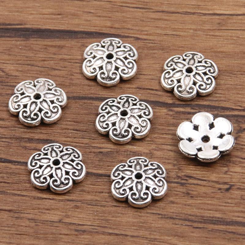 

Античні срібні роздільники-квіти: Багатостильовий, порожнистий дизайн для DIY браслетів та намист