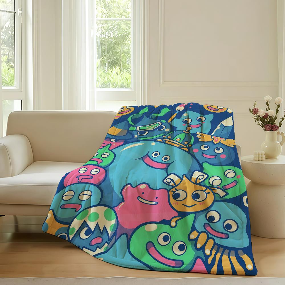 Cute game S Slime D Dragon Q Quest Blanket For Sofa Office Bed Plane Travel Sleep Read Relax Camping Soft And Warm