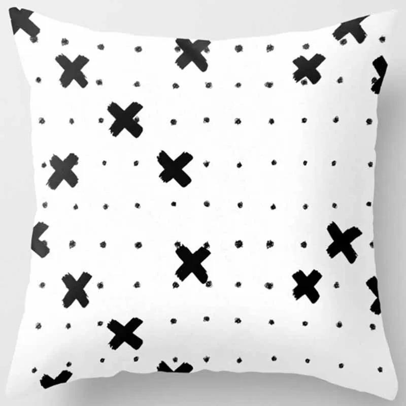 Black and White Abstract Geometric Pillowcase Creative Brushstrokes Ins Style Cushion Modern Simple Home Decoration Sofa Pillow