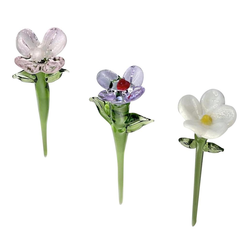 Mini Glass Flower Collectible Ornament for Women Girls Desktop Birthday