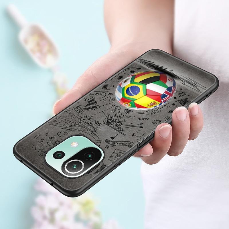 Fire Football Soccer Ball Case For Xiaomi Mi 11 Lite NE 11i 10T 11T Pro A2 A3 Lite POCO F3 M3 M4 C31 X3 Pro NFC GT Black Cover