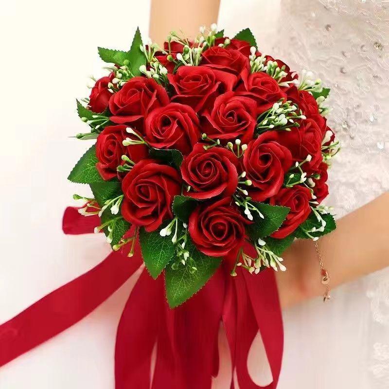 Korean Style High-End Rose Bridal Bouquet for Weddings & Photoshoots
