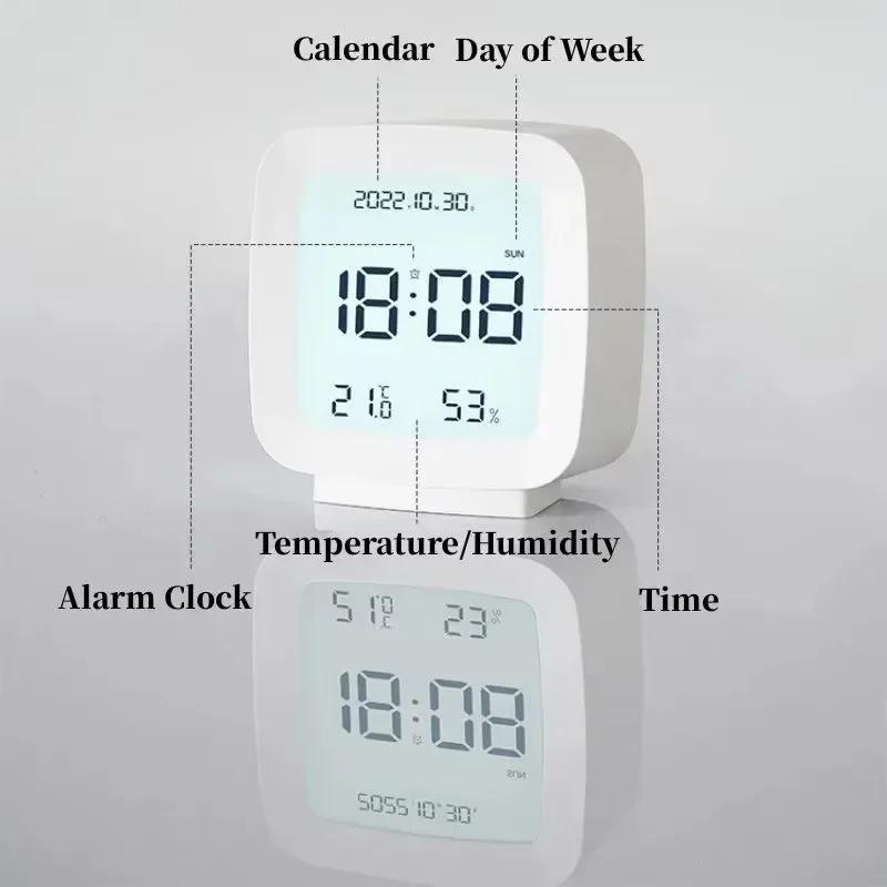 Desk Decor LCD Digital Alarm Clock Indoor Temperature and Humidity Portable Desk Clock Electronic Bedroom Decoration Table home
