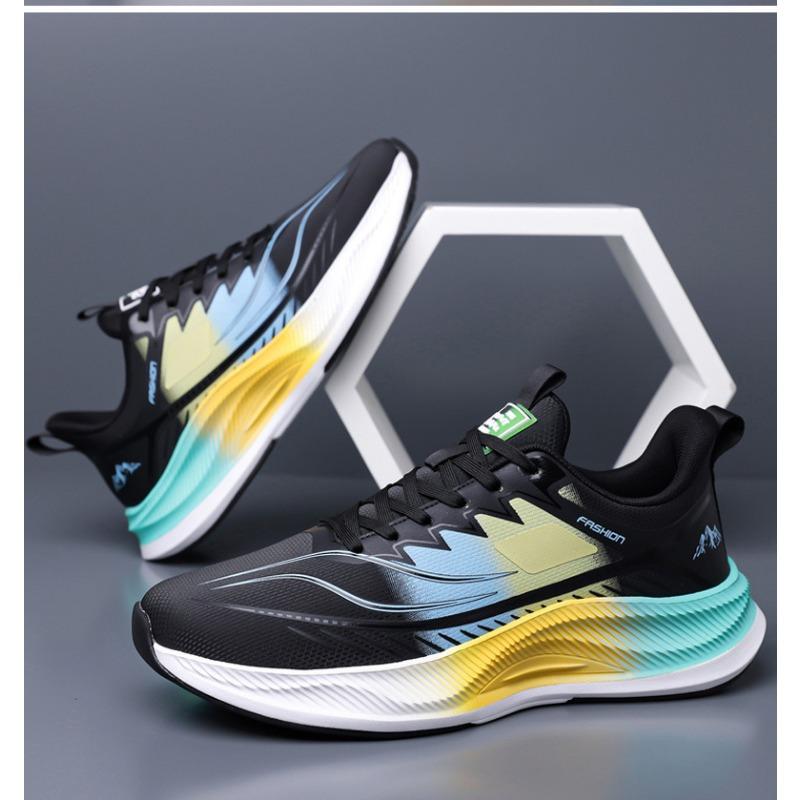 Men's Gradient Running Shoes Breathable Lace-Up Cushioned Sole Sports Sneakers