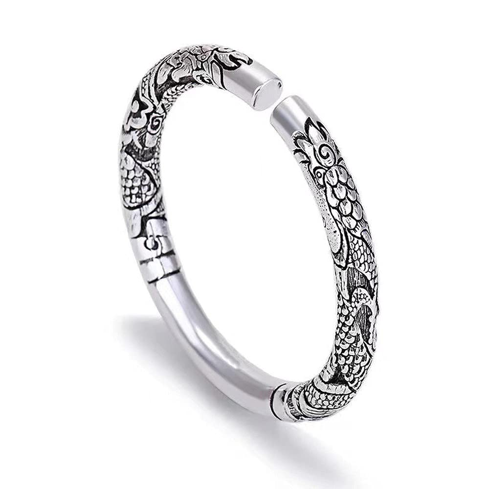 

Bangle for men and silver dragon protection from good engraved dragon amulet fashion accessory women, bracelet, bracelet, evil, luck, pattern, bangle,