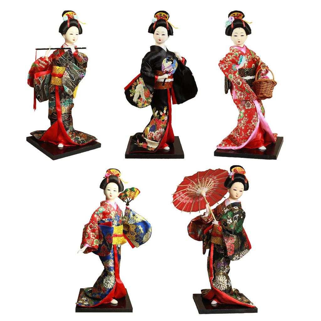 Japanese Geisha Kimono Doll 12inch Asian Kabuki Figure Girl Statue for Cabinet