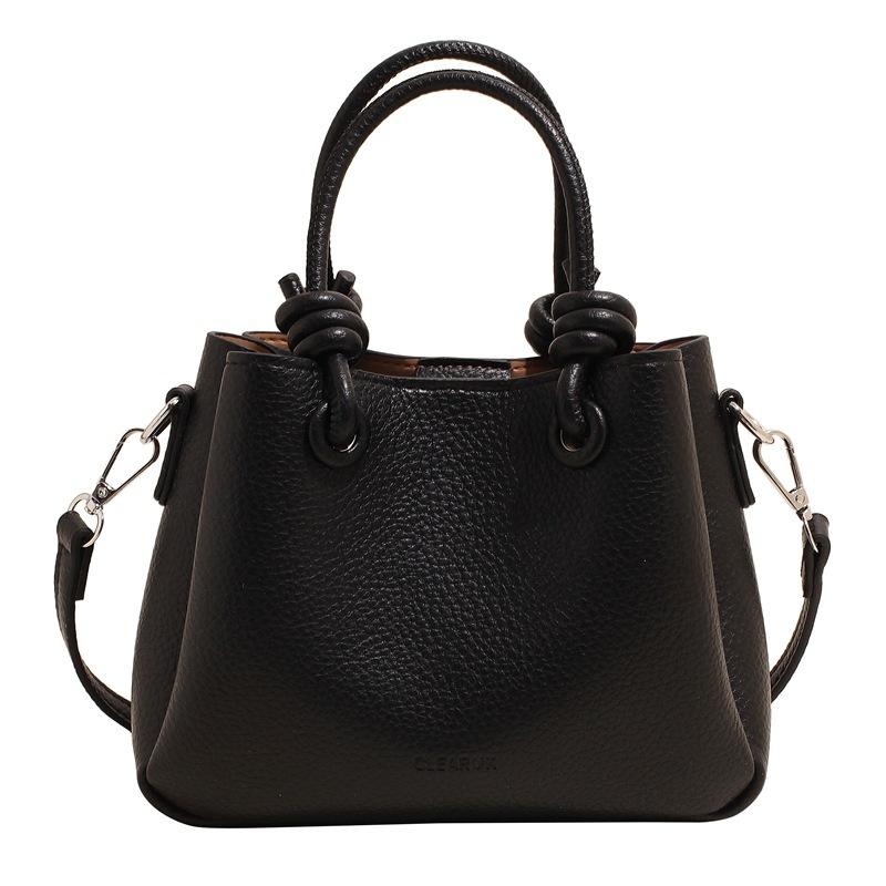 New fashionable and simple lychee pattern portable bucket bag niche design commuter versatile messenger bag women