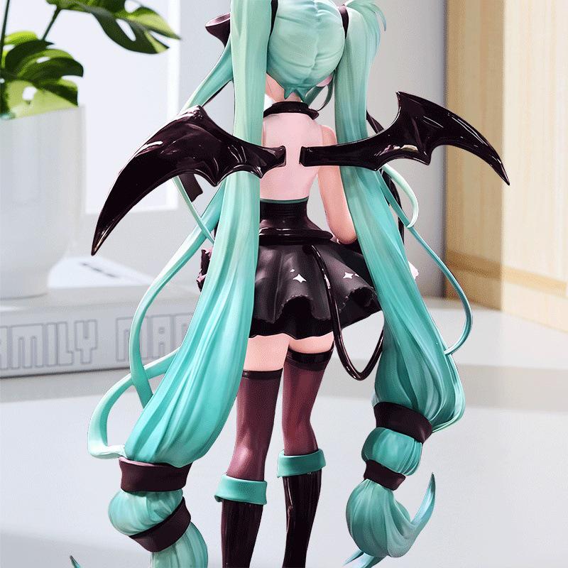 Anime Little Devil Hatsune Miku Premium Action Figure 2D Style Model Raccoonthemed Devil Miku Collectible Decorative Ornament