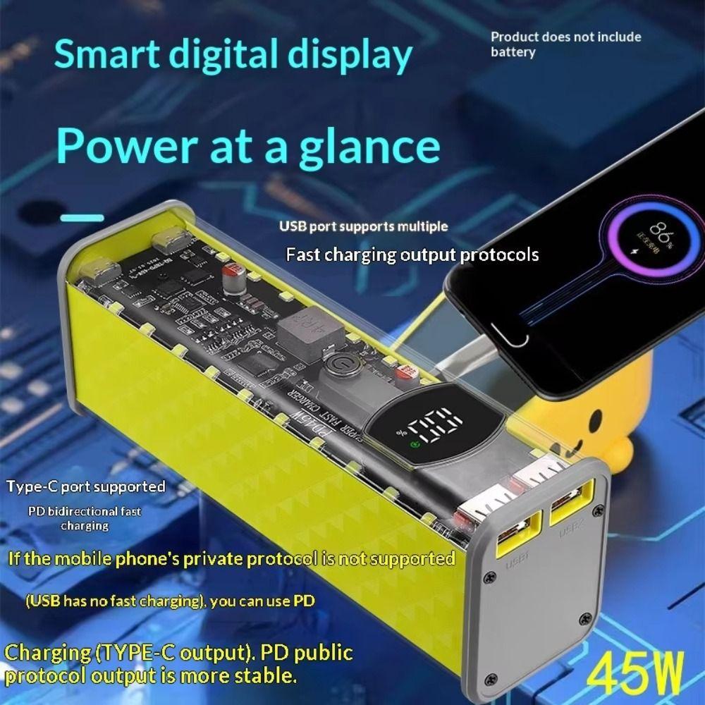 Transparent Power Bank Case Fast Charging Fast Charging Power Bank Kit For Charger