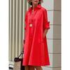 Women's Minimalist Loose 100% Cotton Long Sleeve Shirt Dress, Casual Loose Dress For Women Crossbody