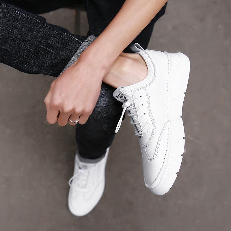 Fashion Italian Men Casual Leather Outdoor Antiskid Sneakers Flats Genuine Leather Shoes Classic Lace-Up 2025New Trendy Vulcanized Shoes