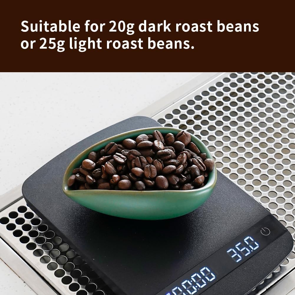 Watchget Coffee Bean Cup Ceramic Coffee Bean Measuring Cup Pottery Measuring Tray Coffee Powder Receiver Dark Green