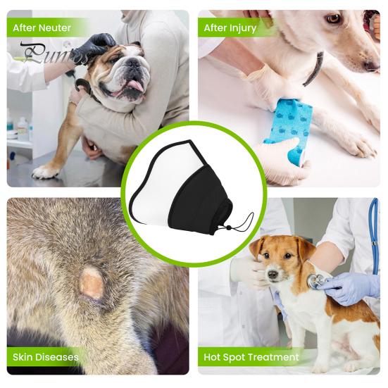 Dog Cone Collar Adjustable Fastener Tape Post-Surgery Recovery Soft Dog Cone Collar with Clear Splicing Cover