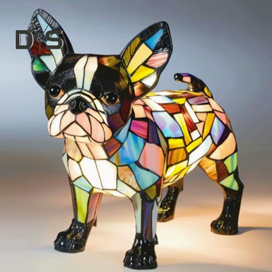 Stolní lampa Corgi Retro mořená pryskyřičná noční lampa s motivem psa LED stolní lampa pro domácí noční stolek dekorace milovníky psů dárek