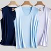 Colete Masculino Sem Costura com Design Sem Mangas, Decote em V, Corte Gelo Casual, Ajuste Justo em Seda, Barreiras Esportivas, Super Elástico, Emagrecimento de Verão