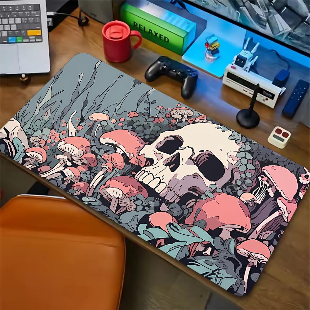 Green and Purple Skull Gaming Mouse Pad Large Mousepad XXL Table Mat Anti-slip Keyboard Rug Laptop Desk Game Office Home Writing