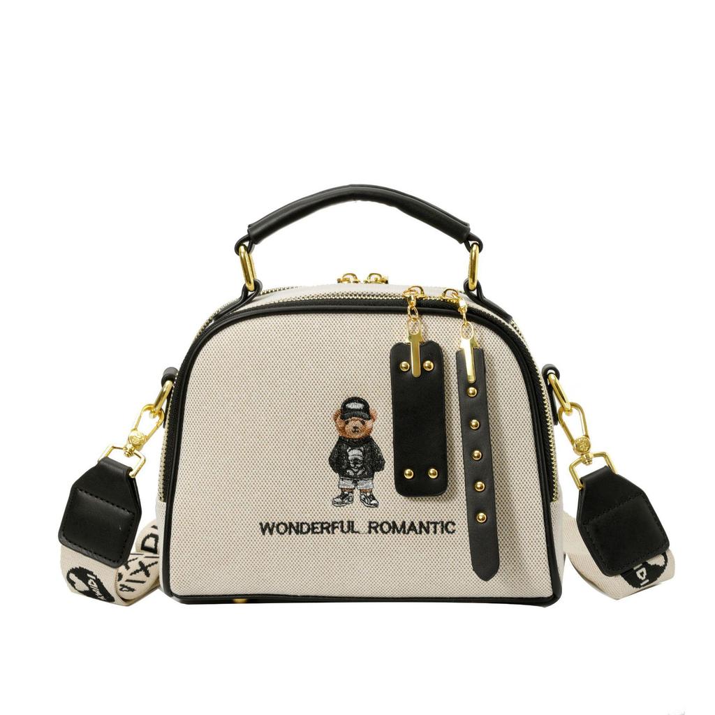 2026 New Bear Embroidery Women's Versatile Crossbody Shoulder Bag