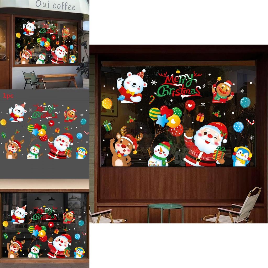 Christmas Static Electricity Stickers With Santa Claus Reindeer Snowman Design For Doors And Windows